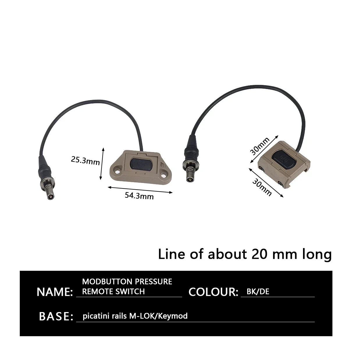 Botón táctico caliente presión remota SF interruptor cola Surefire M300 M600 m-lok Keymod 20mm Rail Rifle Airsoft Scout arma luz - imagen 2