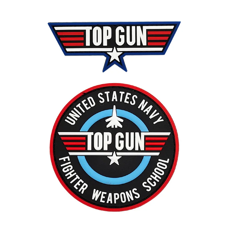 Top Gun 2 insignias de goma de Pvc con gancho y bucle, pegatinas mágicas de gotitas para mochila, parche táctico para ropa, sombrero, brazalete que brilla en la oscuridad - imagen 2