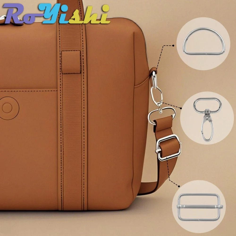 15 unids/set RoYishi juego de hebilla de cinturón de Metal de colores mezclados, hebilla de anillo en D, hebilla de ajuste deslizante Rectangular, hebilla de gancho giratorio - imagen 5