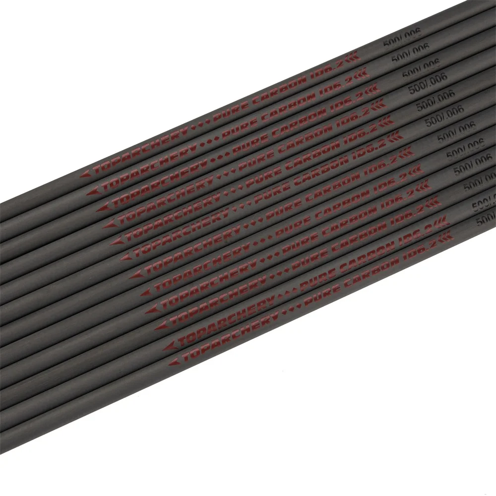 Toparchery 31 ''ID 6,2mm flechas de carbono puro eje columna vertebral 300-600 rectitud 0,006 arco recurvo compuesto caza tiro con arco - imagen 2
