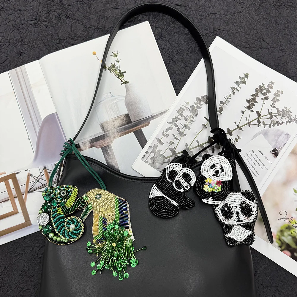 Abalorio para bolso con cuentas hecho a mano en 3D, parches de cordón con cuentas de cristal, colgante de cuerda de diamantes de imitación, regalo ideal para ella - imagen 3