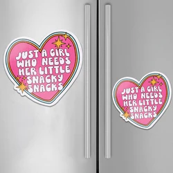 JUST A GIRL-imán para refrigerador, pegatina magnética creativa con corazón, decoración del hogar, accesorios de cocina