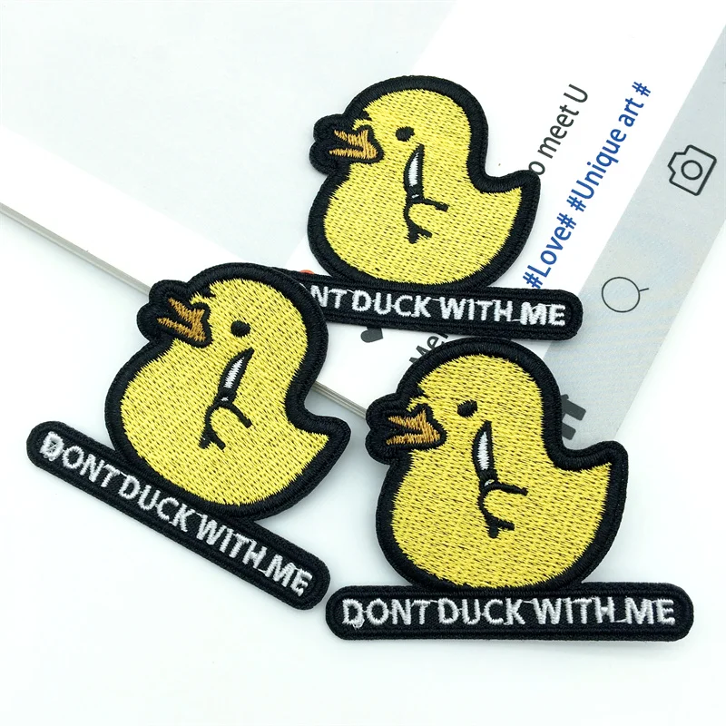 Parche de gancho y bucle bordado de pato amarillo de 3 piezas, insignia de pato de dibujos animados, pegatina DIY para ropa, bolsos, zapatos, sombreros, Etc. - imagen 4