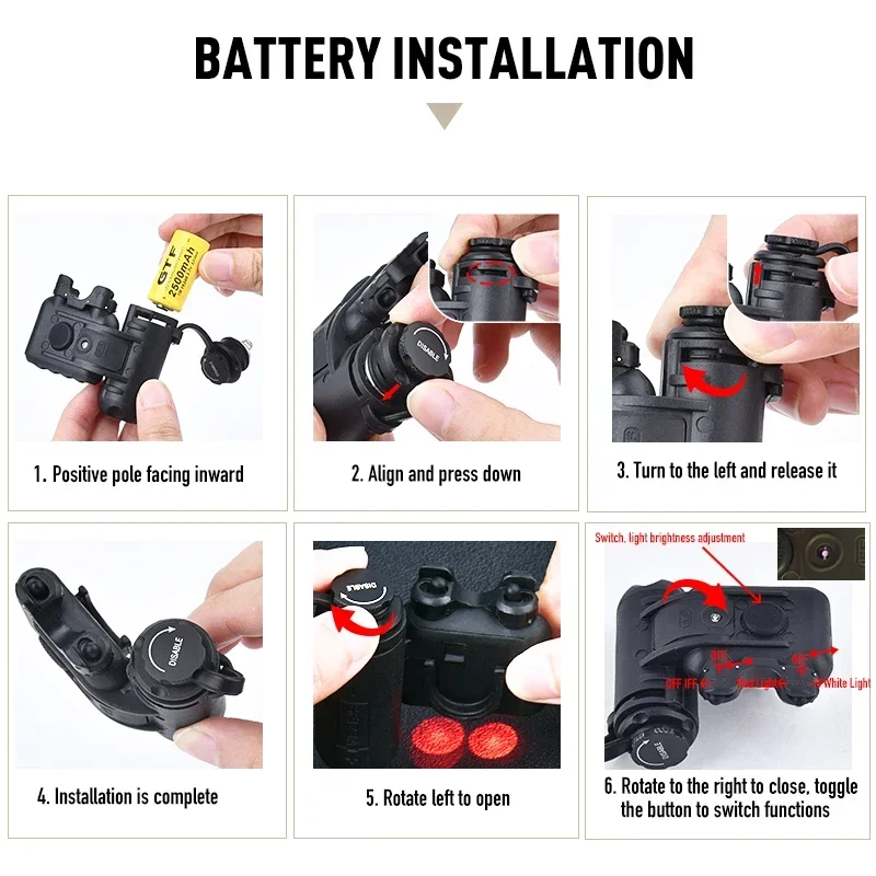 Linterna táctica para casco Aisorft GEN 2, cascos con luz roja y blanca, luz de explorador, accesorios GEN II para lámpara de caza al aire libre - imagen 4