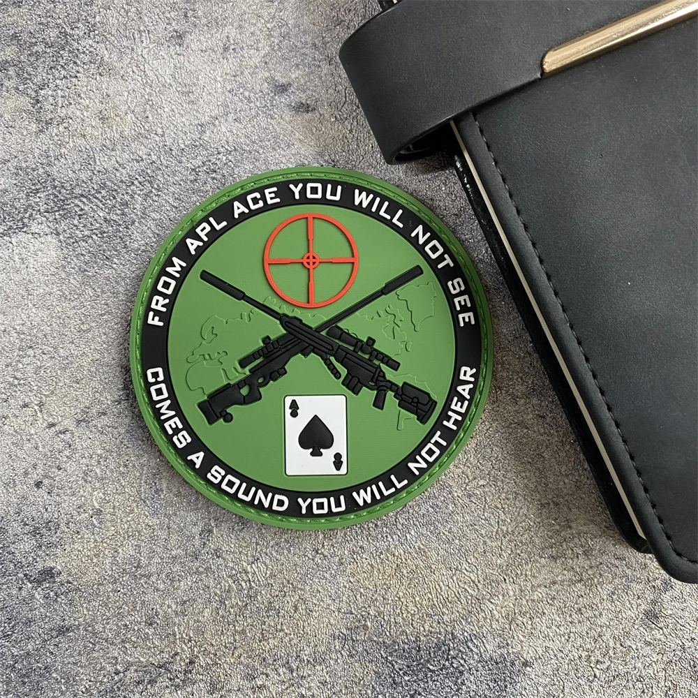 Parche táctico de PVC para arma de francotirador, insignia de mira de francotirador, brazalete de gancho y bucle, accesorios de mochila del ejército militar, pegatina - imagen 4