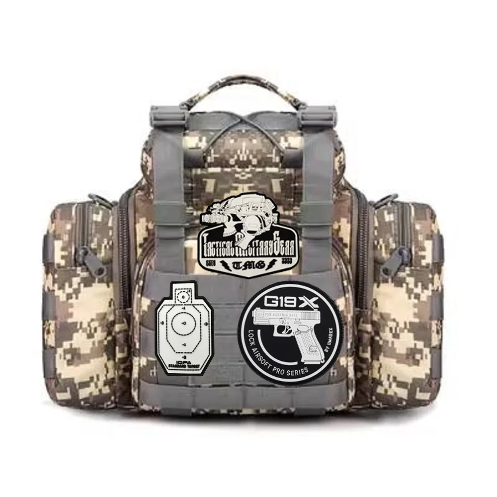 Insignia de moral de visión nocturna táctica, brazalete de PVC que brilla en la oscuridad con calavera táctica para hombre, parche mágico con gancho - imagen 3