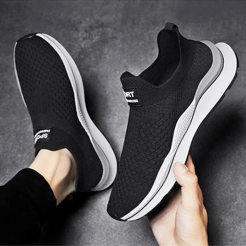 Zapatillas de deporte a la moda para hombre, estilo tendencia transpirable, primavera 2021, zapatillas de deporte para hombre de tela de malla, zapatillas sin cordones para hombre, zapatos para hombre - imagen 2