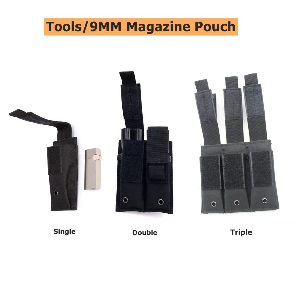Bolsa Molle multifuncional para deportes al aire libre, funda para cuchillo, bolsa para encendedor EDC, accesorio de herramienta pequeña, bolsa colgante individual doble Triple