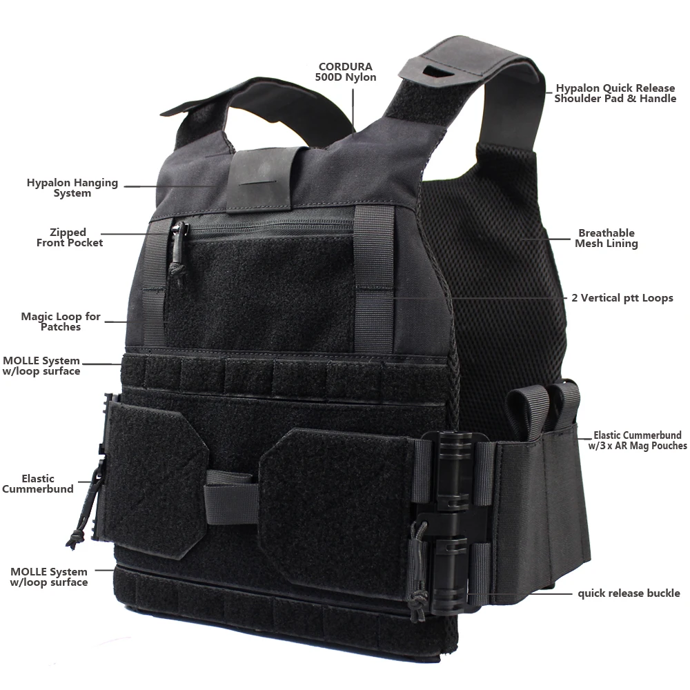Chaleco táctico EVA Lightweiht 500D, nailon duradero, portador de placa de armadura corporal, JPC Molle, chaleco de combate accionado, se adapta a deportes al aire libre - imagen 3
