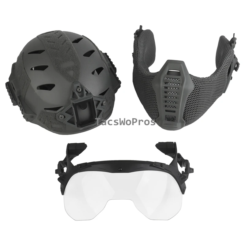 Kit de cascos tácticos totalmente cubiertos, equipo de entrenamiento Airsoft para caza, casco de protección completa Wendy 3,0, gafas extraíbles, máscara - imagen 3