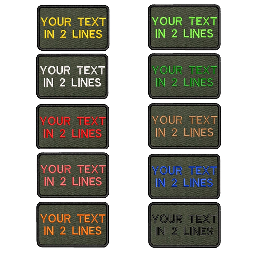 Parche bordado con nombre personalizado, insignia de rayas, hierro, fondo verde militar, 8x5cm - imagen 2