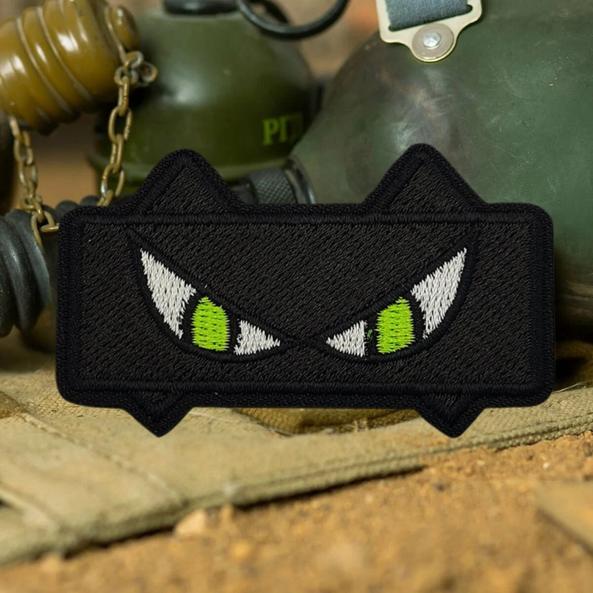 Parches bordados con insignia de moral divertida de fantasma táctico de ojo de gato para ropa, brazalete personalizado militar, pegatina para mochila con gancho y bucle