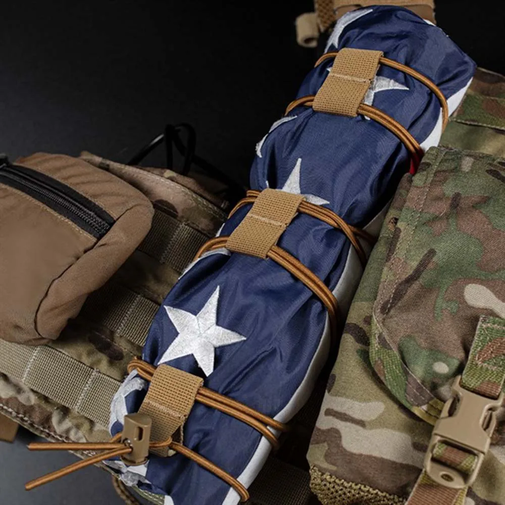 Cuerda elástica con bandera nacional táctica, correa de sujeción elástica, tira de chaleco MOLLE, organizador de artículos, Kits de accesorios de herramientas de cuerda de fijación - imagen 4