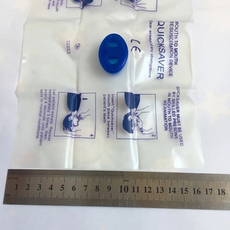 Protector facial CPR desechable, mascarilla de respiración bucal de emergencia, dispositivo de reanimación, herramienta de primeros auxilios, Ahorrador rápido de oxígeno - imagen 3