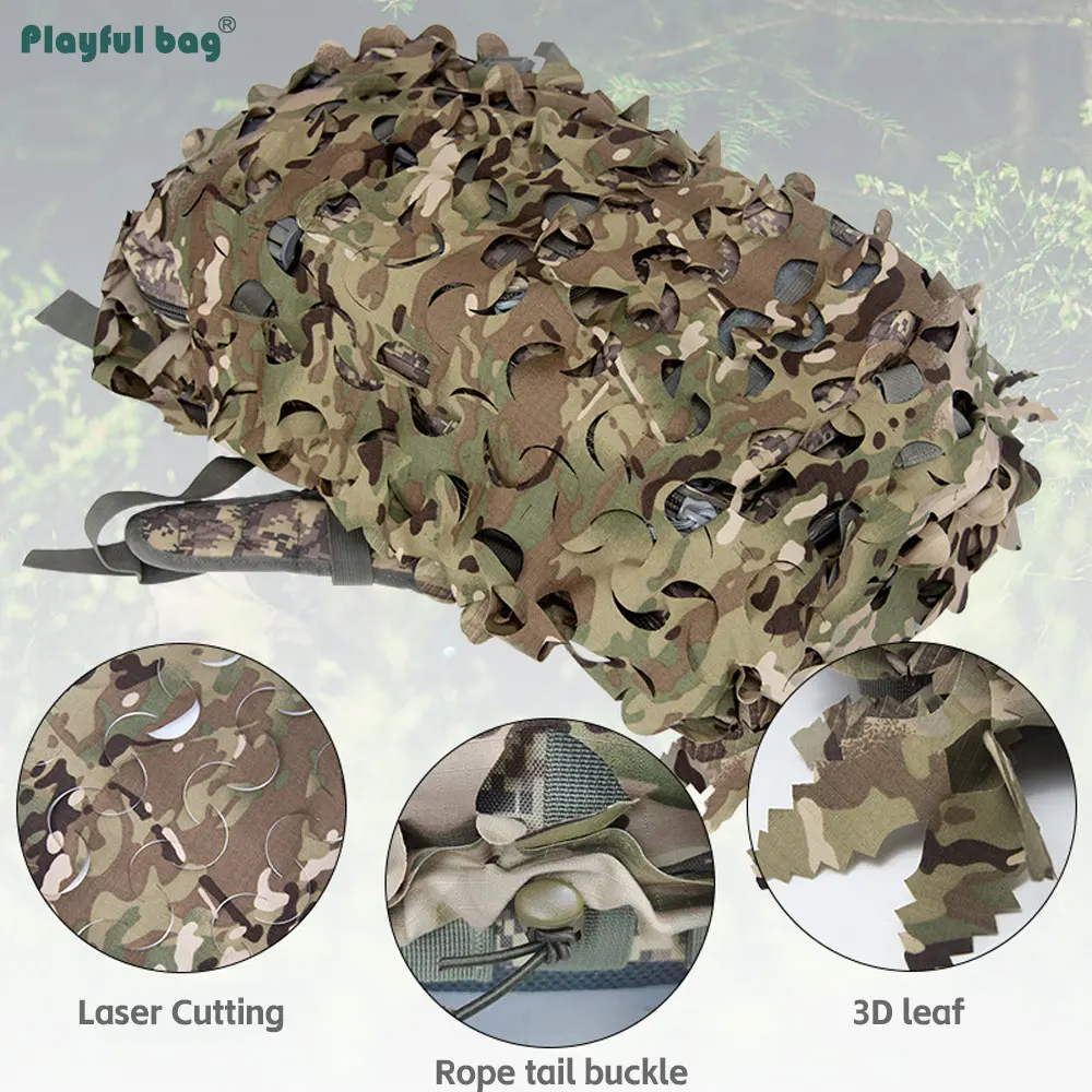 Mochila táctica CAMO cubierta corte láser árbol camuflaje equipo de caza al aire libre Airsoft Cosplay bolsa cubierta 60L 80L AVA296 - imagen 2