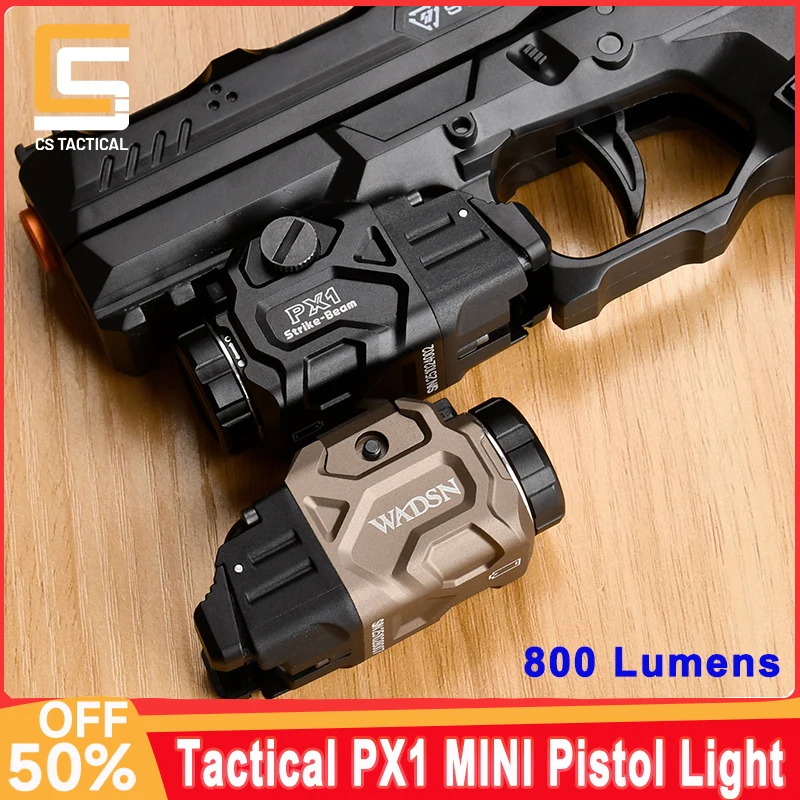 Luz de pistola WADSN PX1 táctica MINI linterna colgante 800 lúmenes lámpara de cazador linterna para CS Wargame Airsoft 20mm Rail