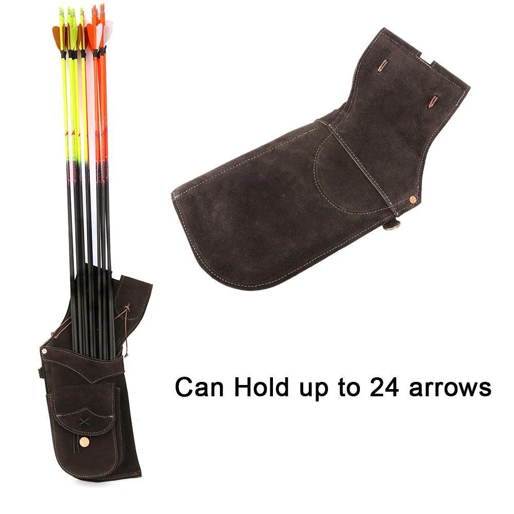 Carcaj de flecha de cuero de vaca, tiro con arco, cintura, bolsa de flecha inversa, objetivo de caza con arco de flecha de tiro de gran capacidad - imagen 3