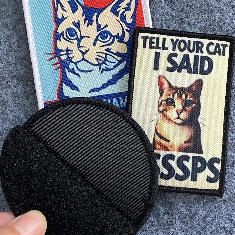 Lindo parche con estampado de gatito, insignia de moral táctica, pegatina de decoración de ropa, mochila con gancho y bucle, "tell Your Cat I Said pssps" - imagen 3