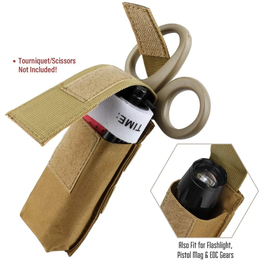 Bolsa táctica Molle para linterna, soporte para torniquete, bolsa de cizalla Molle para cuchillo, herramienta de mano, linterna, cinturón, riñonera, organizador - imagen 4