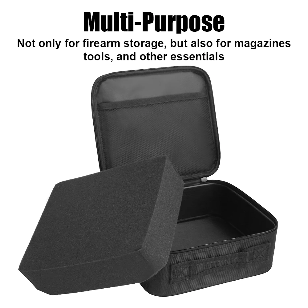 Estuche táctico para pistola, bolsa portátil para almacenamiento de pistola, estuche rígido para transporte de armas, caja de transporte de armas con espuma personalizable DIY - imagen 2