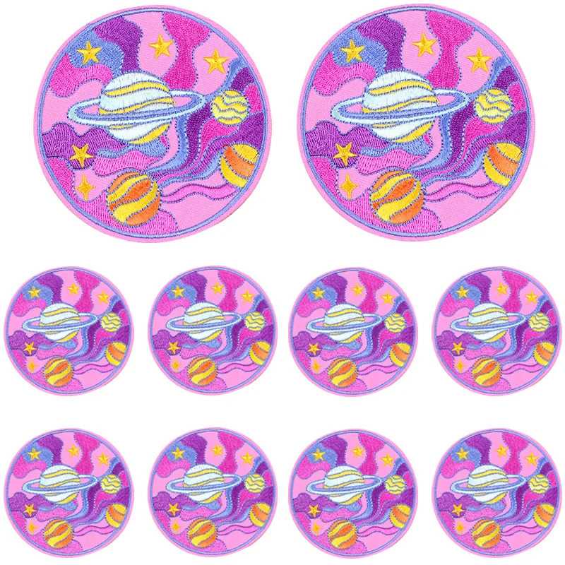 Parche bordado de dibujos animados, seta, Animal, apliques para ropa, corazón, girasoles, Planeta, parches para planchar, 10 unids/lote - imagen 3