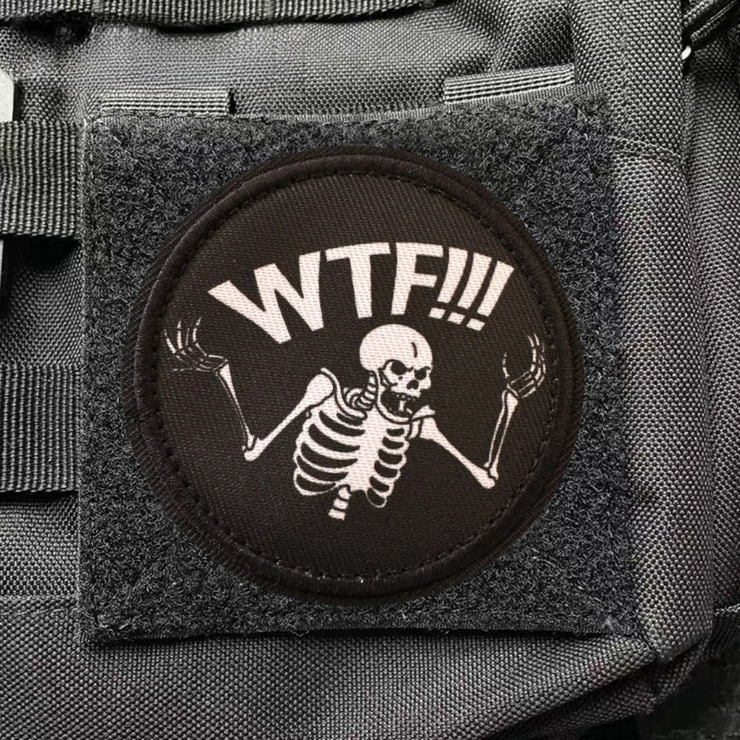 ¡WTF! Parche de insignia de moral de Calavera, brazalete táctico, pegatina impresa del ejército militar para mochila, parches de gancho y bucle - imagen 3