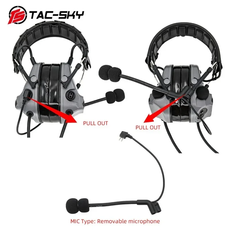 TS TAC-SKY auriculares tácticos nueva diadema desmontable Walkie-Talkie de caza comunicación Dual TSCIII orejeras tácticas - imagen 4