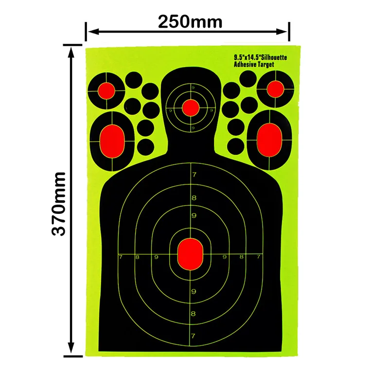 Silueta de tiro fluorescente autoadhesiva – Entrenamiento puntería