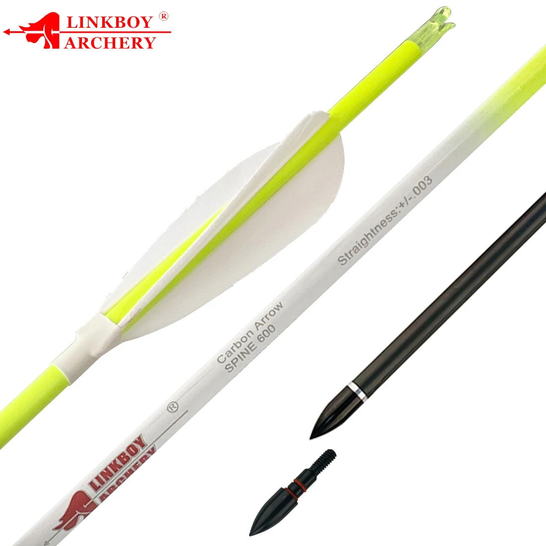 6 uds Linkboy tiro con arco ID6.2MM columna vertebral 300-800 pluma oblicua de 4 pulgadas 100gr junta tórica accesorios de caza - imagen 5