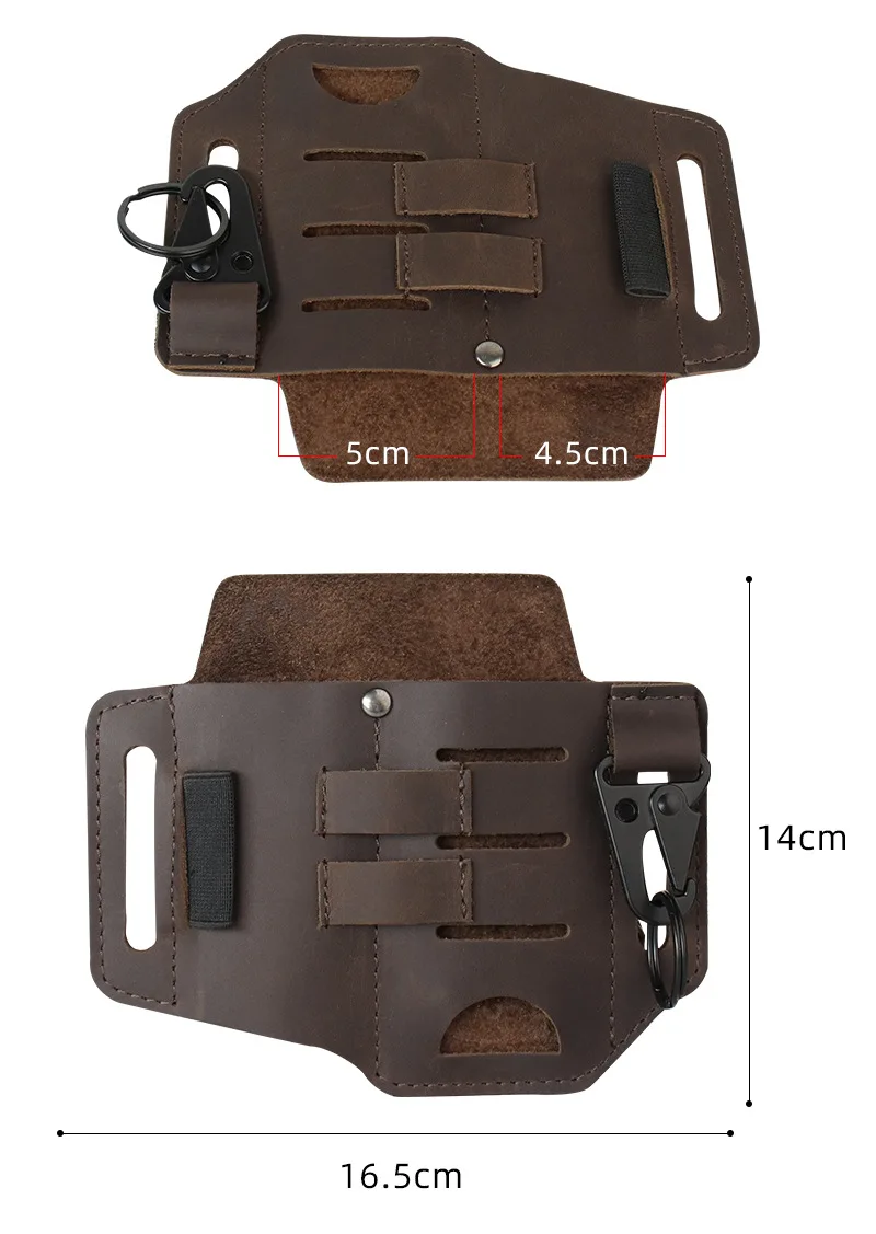 Gebwolf-hebilla de boca de águila de cuero de vaca EDC, herramienta táctica, funda, cinturón para acampar al aire libre, juego de cuchillo colgante de cintura - imagen 5