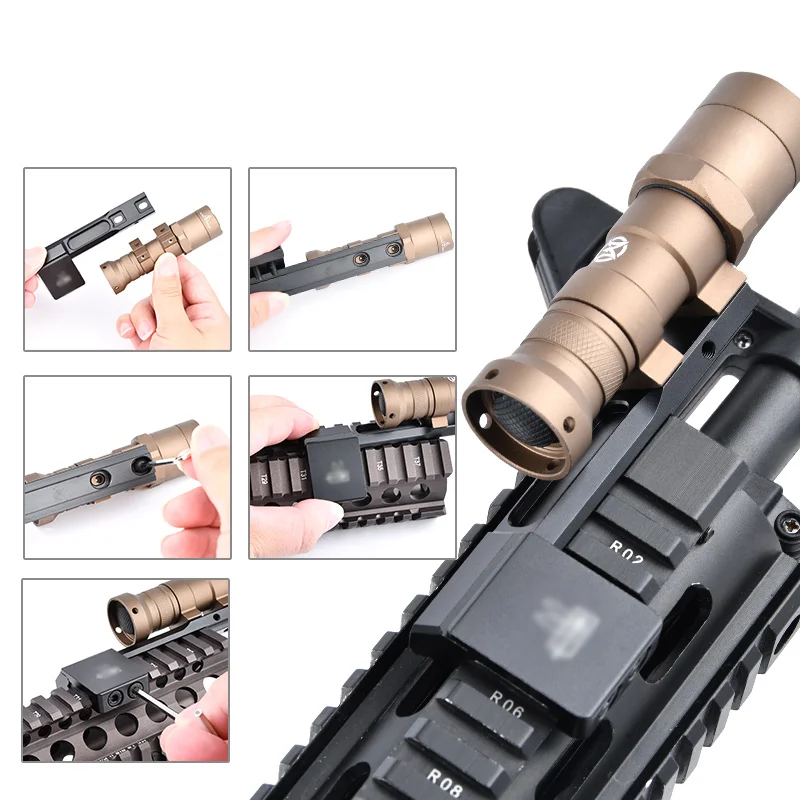 Soporte de luz adaptable táctico Offset, compatible con carril de 20mm, m-lok, Keymod, Surefir, M600, M300, arma, Airsoft, accesorios, Base de linterna - imagen 4