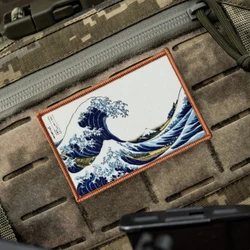 Parche táctico bordado velcro ondas marinas para uniforme o mochila