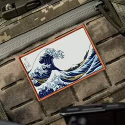 Parche de onda de mar, insignia de moral táctica, parches bordados de gancho y bucle para ropa, brazalete personalizado del ejército militar, pegatina para mochila