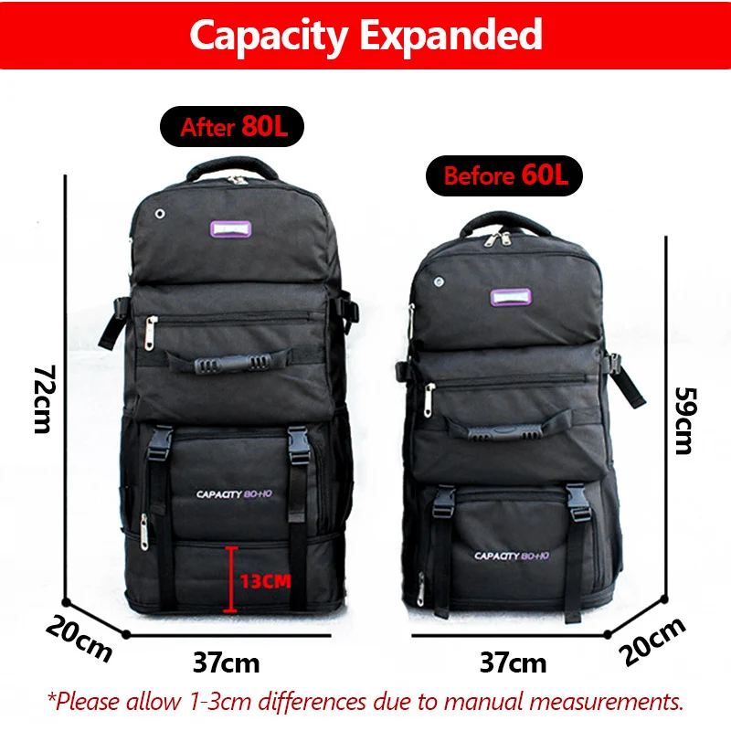 Mochila de viaje de nailon de 60L y 80L para hombre y mujer, bolsa de equipaje de acampada para exteriores, mochila de Trekking, paquete de senderismo, bolsas cambiables XA302A - imagen 3