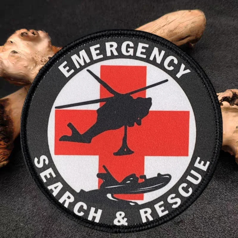 Parche de impresión de búsqueda y rescate, chaleco táctico, sombreros con gancho y bucle, insignia de moral, mochila, pegatinas decorativas, parches para brazalete para ropa - imagen 4