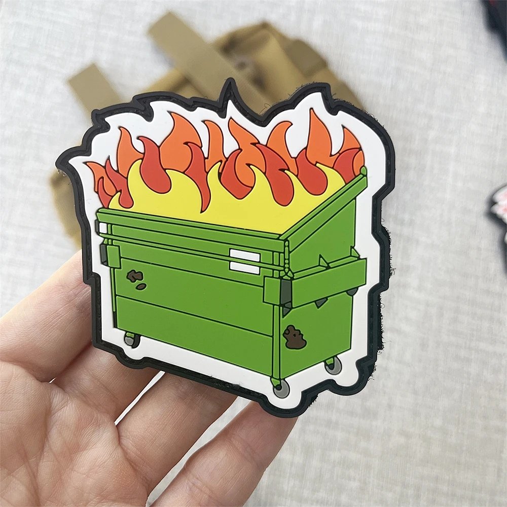 Parches indios tácticos AVERAGE PVC Dumpster Fire Molotov cóctel moral insignia mochila gancho y bucle pegatina crear el mundo - imagen 2
