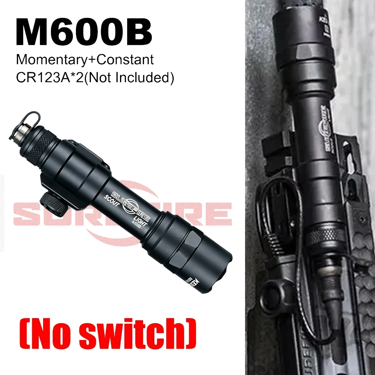 Linterna táctica para casco Surefire M300 y M600 con interruptor doble - imagen 4
