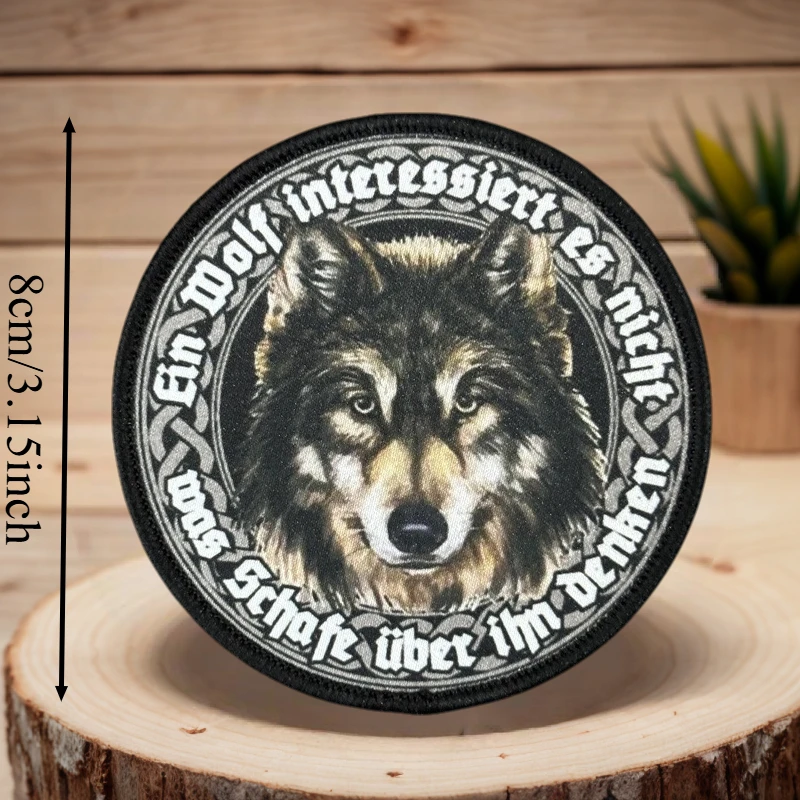 Parche con estampado de cabeza de lobo, chaleco táctico, sombreros con gancho y bucle, insignia de moral, mochila, pegatinas decorativas, parches para brazalete para ropa - imagen 3
