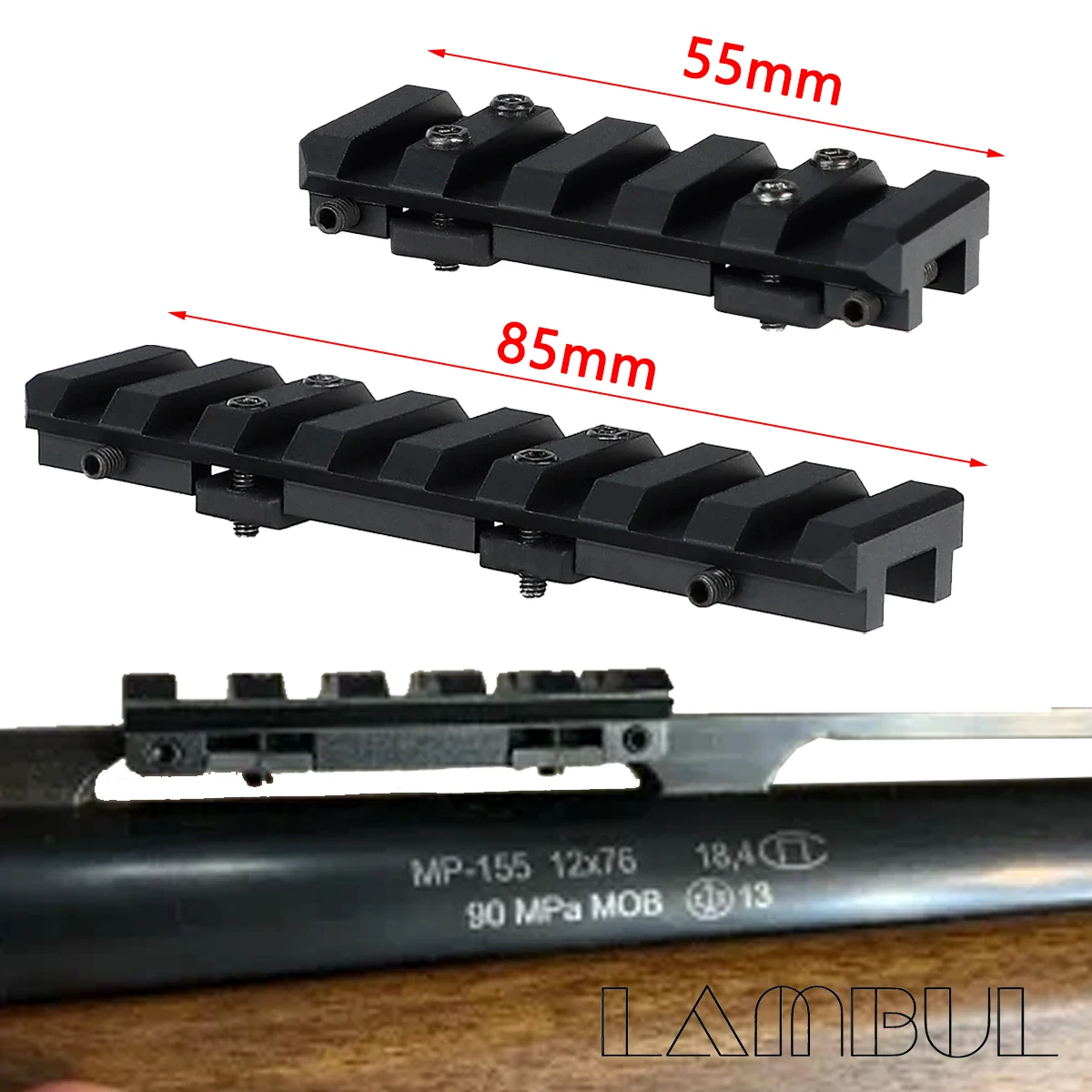 Riel de arrastre ventilado para escopeta a riel Picatinny de 20mm, adaptador de 5/8 ranuras para IZH-27 MP-153 MP-155 MP-233 TOZ-120 MTs21-12 TOZ-84 - imagen 3