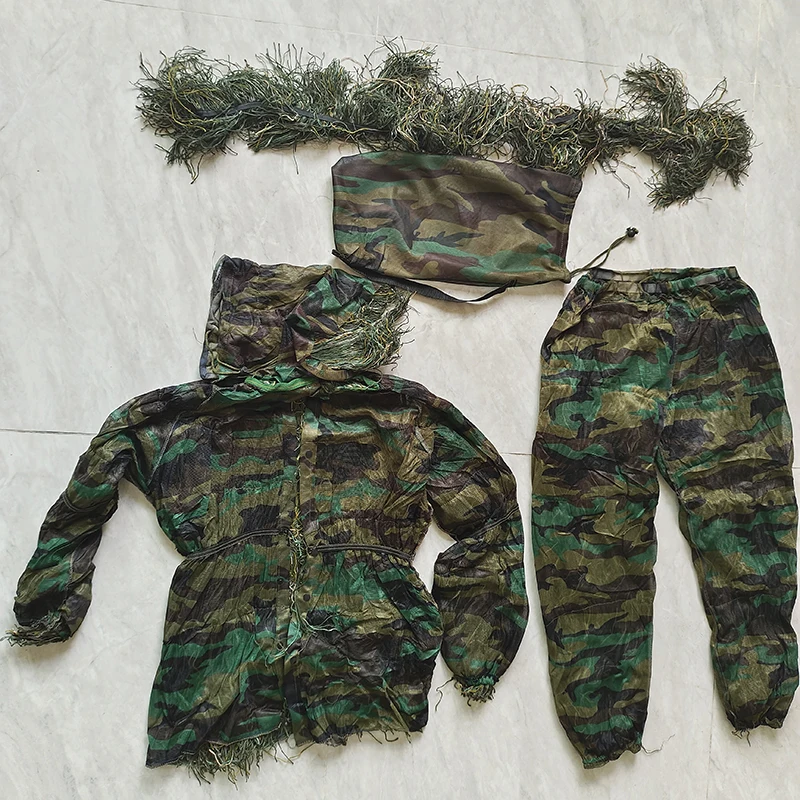 Traje Ghillie de caza 3D camuflaje bosque francotirador airsoft
