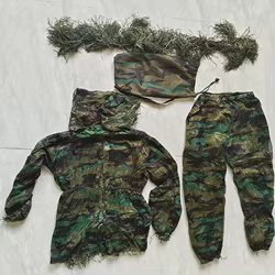 Traje Ghillie de caza 3D camuflaje bosque francotirador airsoft