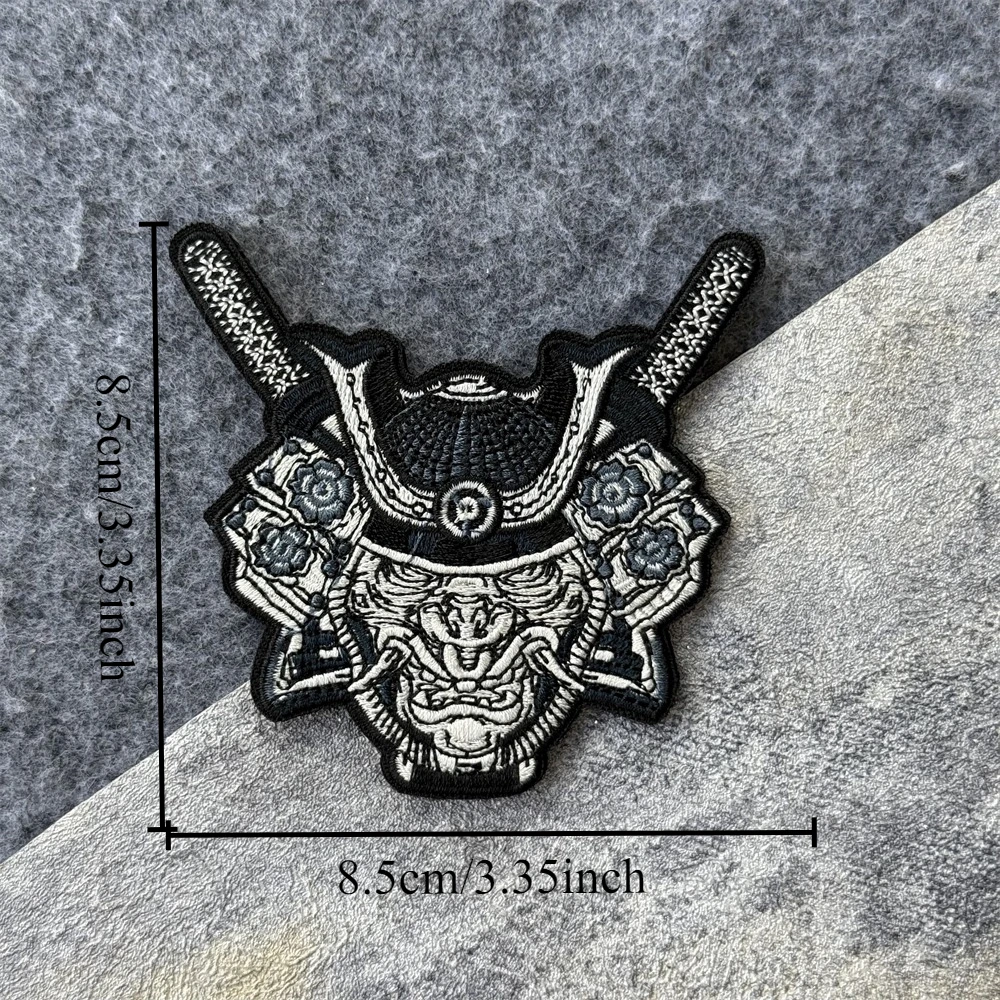 Mochila con gancho y bucle bordado samurái y Reaper de la muerte, pegatina para ropa, insignia de moral táctica, parches, brazalete militar - imagen 2