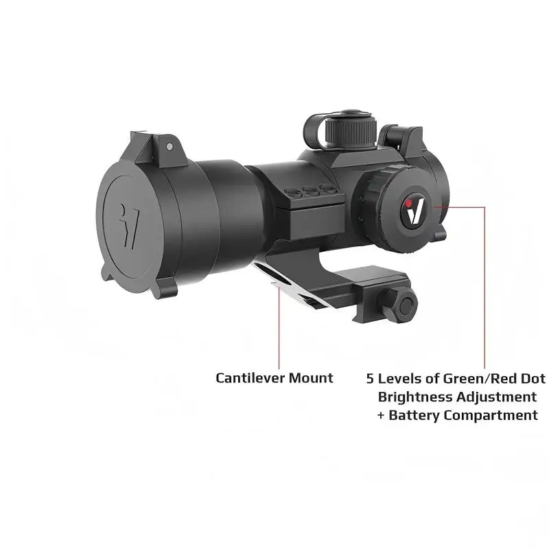 VictOptics T4 1x28 Mira de Punto Rojo 5MOA con Iluminación Roja y Verde de 5 Niveles, Resistente a Golpes (750G), Aluminio 6061-T6, para Rifle .223/.556 - imagen 3