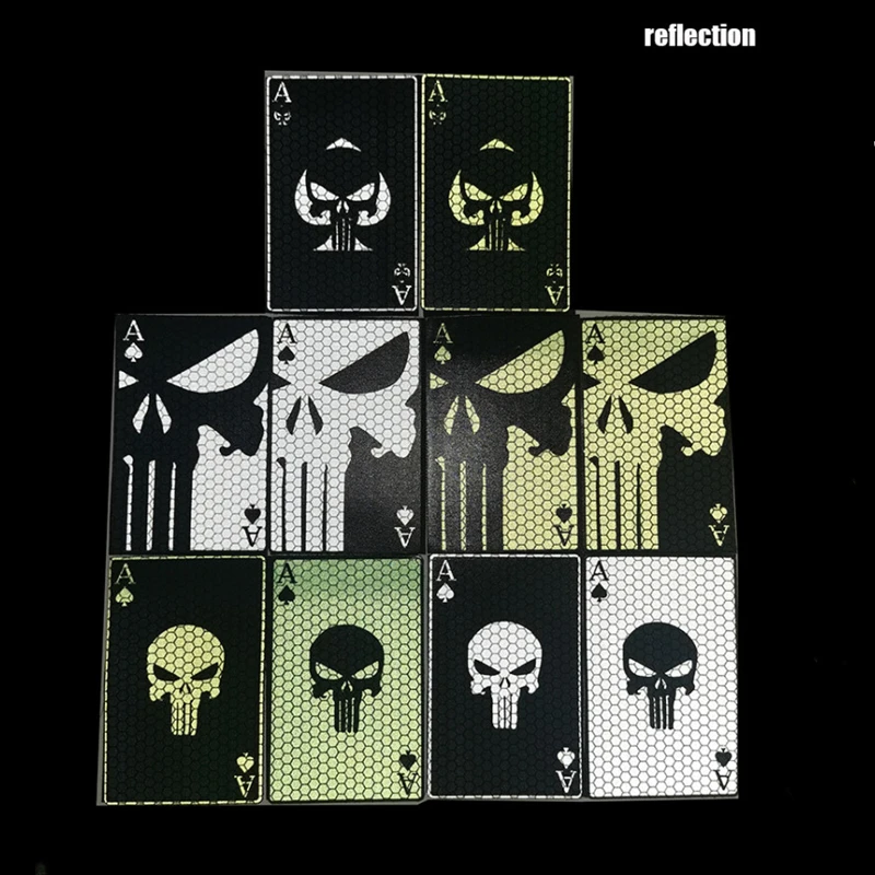 Parches reflectantes completos de naipes A de espadas, brazalete de calavera, insignia táctica, decoración DIY para ropa de mochila - imagen 2