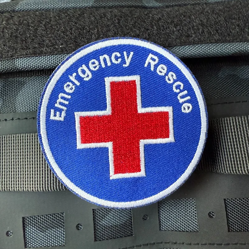 Parche táctico "Rescate de emergencia", insignia de moral bordada, brazalete militar con gancho y bucle, mochila decorativa