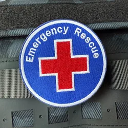 Parche táctico "Rescate de emergencia", insignia de moral bordada, brazalete militar con gancho y bucle, mochila decorativa