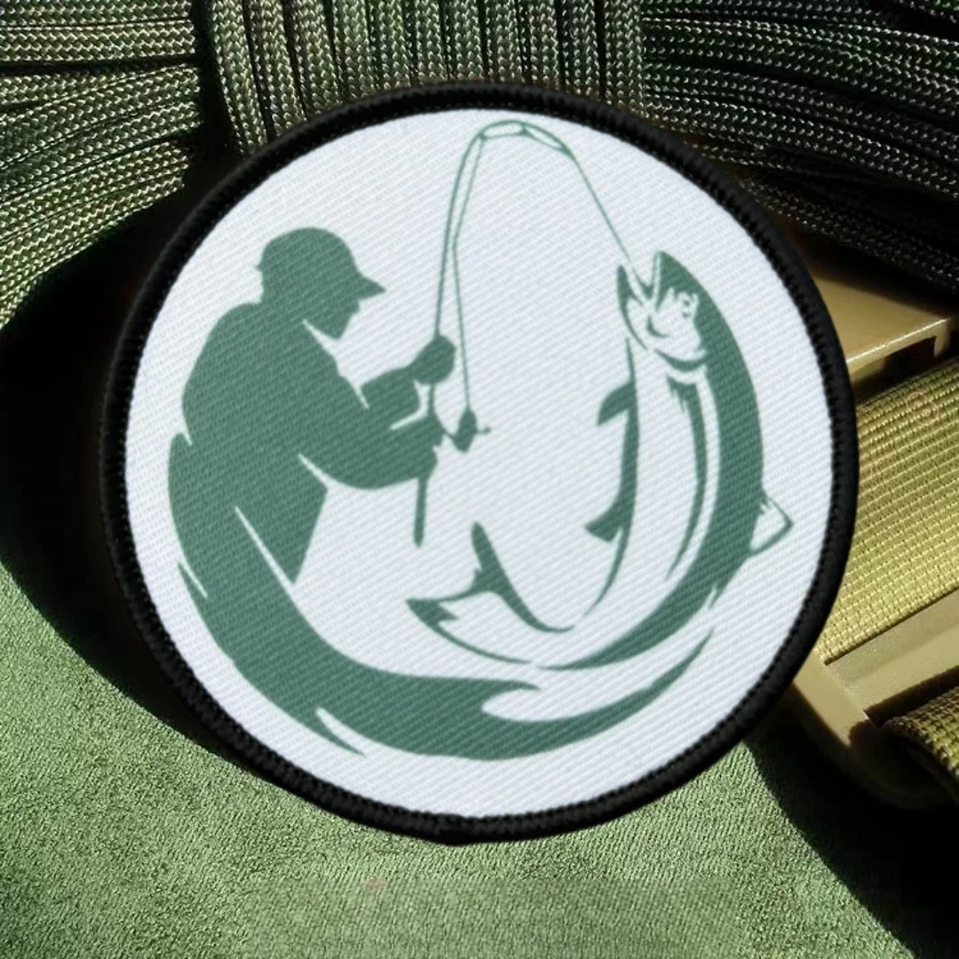 Parche de pesca para moral táctica, apliques personalizados, emblema del ejército militar, pegatina para mochila, parches de gancho y bucle impresos, ropa - imagen 4