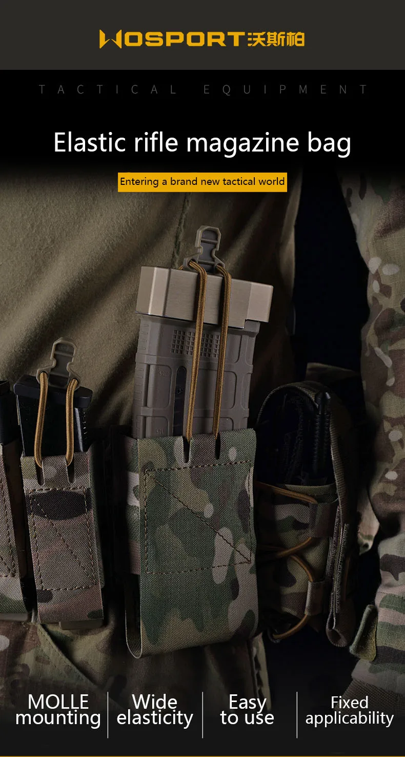 Bolsa elástica para rifle hecha de nailon, juego de Tiro Táctico, inserto MOLLE, Asa de cuerda elástica - imagen 2