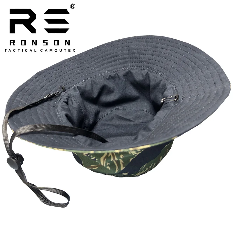 Gorra de Sol de camuflaje para exteriores, sombrero de pescador de verano, rayas de tigre azul, doble cara, punto alemán, camuflaje de nieve - imagen 5