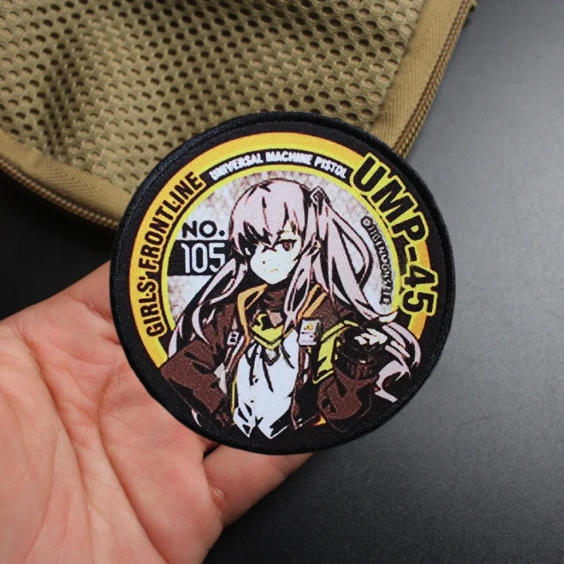 Parche de UMP-45 para ropa, insignia de moral táctica para chica, brazalete con estampado de gancho, parches militares, pegatina para mochila